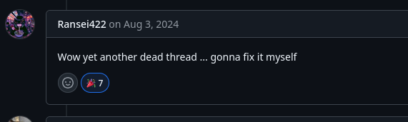 Wow yet another dead thread ... gonna fix it myself